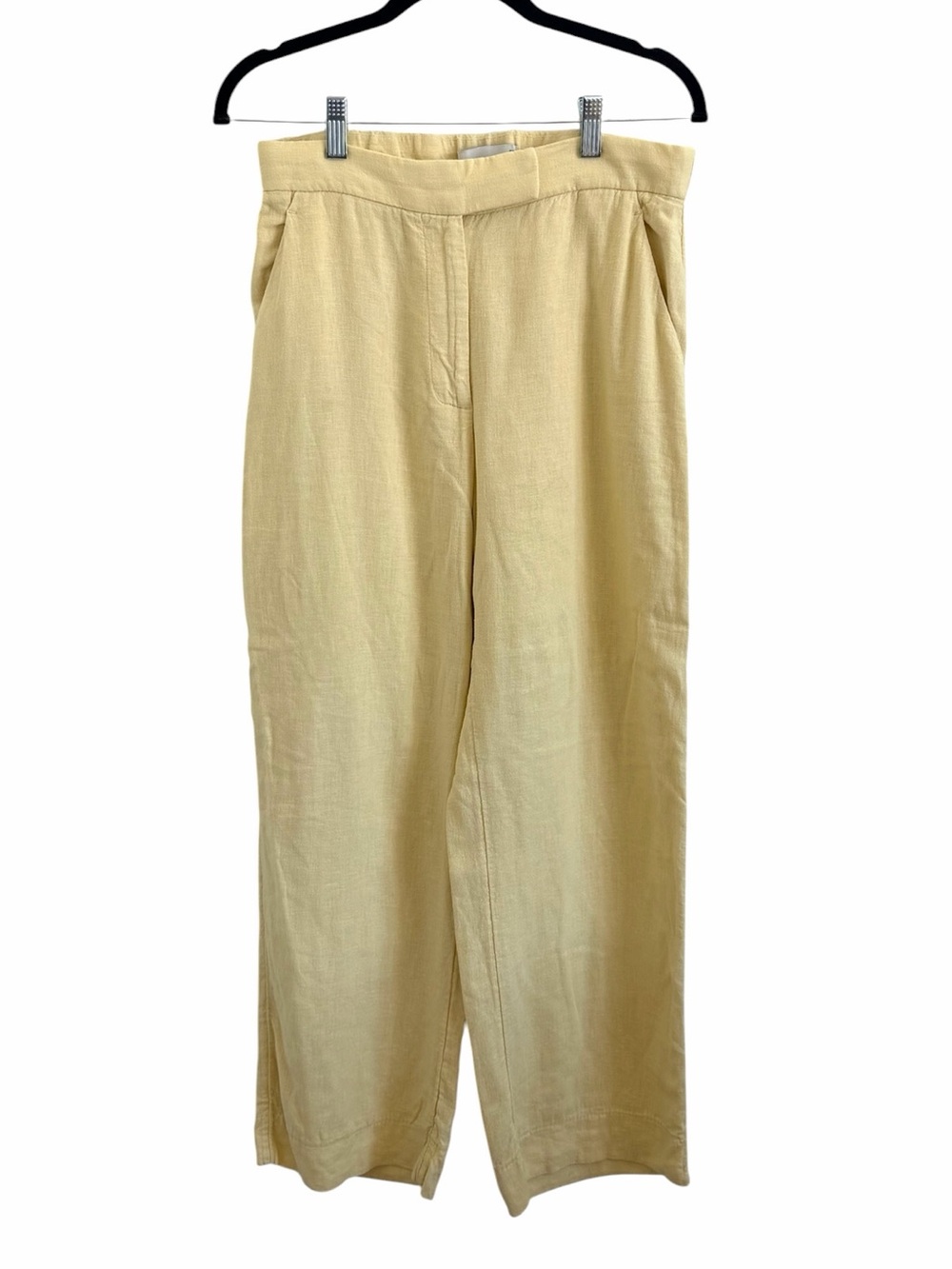 Abercrombie & Fitch Butter Yellow Linen-Blend Wide Leg Pants Trousers
